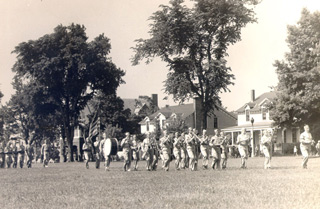 The Fort Slocum Band marching on the Parade Ground during the Second World War.